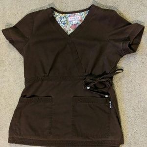 Small Koi Scrub Top Brown